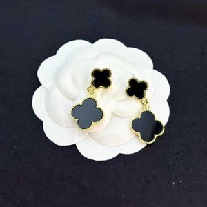 Designer Original Individualized temperament design sense Van black clover earrings fashionable luxurious and exquisite earring jewelry