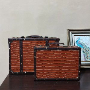Valizler Vintage Artcrafts Retro Ahşap Kutu Eski Bagaj Bavul Dekorasyon Süsleri Mağaza Dekorasyon Prop Masası Ekran Depolama Kutusu