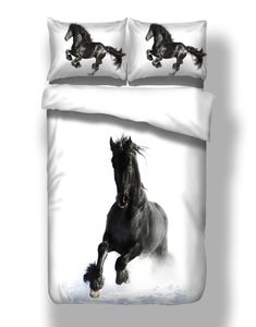 3D Bed Linen White Twin Queen King Duvet Cover Set Black Horse Twin Full Nordic Bedding Set For Adult Child Kids Home Bedclothes L9650797