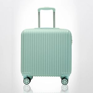 Carry-ons Solid Color Mini Cute Women Travel Resväska 18 tum bagage med vagn Case Rolling Bagage Super Compressive Material Abs+PC