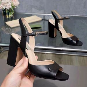 Stylish women's high-heeled sandals Summer Designer Real Belt Buckle Slippers Sexy Party Shoes High Quality Wedding shoes Designer women's leather strap box