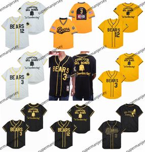 1976 Jerseys de beisebol de Bails de 1976 O Bad News Bears 12 Tanner Boyle 3 Kelly Leak Camisetas costuradas brancas amarelas pretas 2024