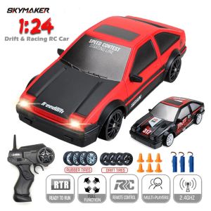 Cars 4WD RC Drift Car 1/24 Remote Control GTR Model AE86 Car 2.4GHz Mini Electric RC Racing Vehicle Car Toy Gifts for Children