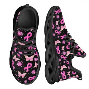 Casual skor Instantarts Women Air Mesh Breattable Walking Sneakers bröstcancer medvetenhet rosa band lättviktiga kvinnliga gåvor