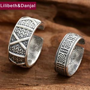 Ringe Paar Ring 100% Real S999 Sterling Silber breit 7mm 10mm Geometrie -Verlobungsring für Männer und Frauen Fein Schmuck Großhandel R71