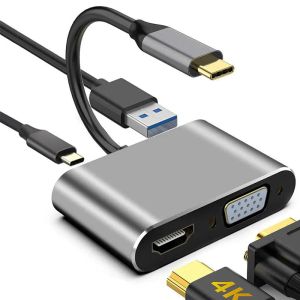 Hubs Typec to Hdmicompatible 4K VGA USB C 3.0 Hub -Adapter für Buch Nintendo Samsung S9 Dex Huawei P20 Xioami 10 TV