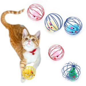 Toys Cat Toy Pet Ball Toy Cage Plush Rat Colorful Interactive Training Toys Toys Kitten Puppy Mouse Cage Ball Cat Accessories