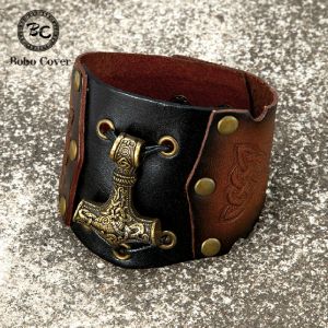 Strängar Norse Vikings äkta läder armbandsmän