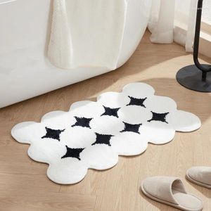 Bath Mats Inyahome Black And White Dots Bathroom Rug Kitchen Floor Mat Water Absorbent Non-Slip Modern Carpet Badezimmer Teppich