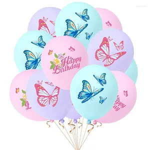 パーティーデコレーション12インチお誕生日おめでとう蝶のテーマラテックスバルーンパターン結婚式のベビーシャワー用バルーン