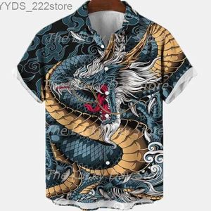Camisas masculinas de verão masculino lazer social Flor retro haiyan extra grande camisa curta Camisa de luxo Dragon Padrão Elemento Clothing Hot YQ240422