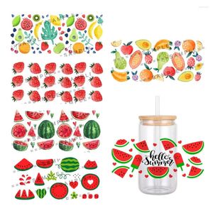 Presentförpackning olika frukter Strawberry UV DTF Transfer Sticker Waterproof Transfers Decals för 16oz Glass Cup -klistermärken