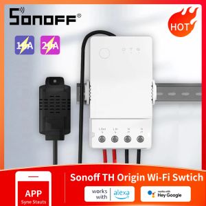 Контроль Sonoff Th Origin Wi -Fi переключатель температура монитор влажности коммутатор Smart Home Controller 16A 20A Sonoff TH10/16 Версия обновления