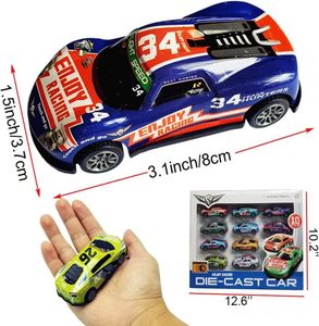 Pociągnij samochody wyścigowe 10pcs Die Cast Race Pojazdy 3 -calowe lekkie metalowe pojazdy kolorowe jako losowe 7362917