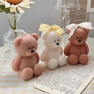 Ceramics 3D Cute Cartoon Bear Silicone Candle Mold Diy Handmade Soap Plaster Ice Cube Baking Molud Birthday Party Wedding Gift Making Kit
