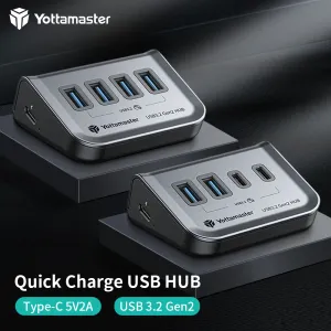 Hubs Yottamaster USB C Hub Tip C ila 10Gbps USB 3.1 Adaptör MacBook Air M1 M2 USB Splitter