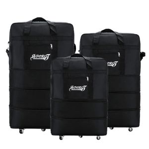 Väskor rullande duffelväska med hjul fällbar veckans väska stort resepaket utbyggbart transport på bagage för camping reseutrustning