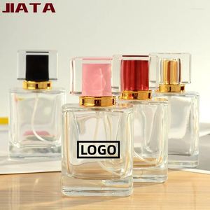 Butelki do przechowywania 10pcs spersonalizowane perfumy butelki przezroczyste szklane spray kwadratowe kosmetyki Opakowanie Mały prezent firmowy