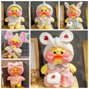 Dolls 30cm Cute Lalafanfan Cafe Yellow Ducks With Hoodie Stuffed Soft Toy Animal Dolls Pillow For Girls Children Birthday Gifts