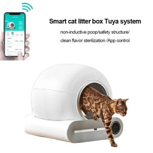 Control Automatic Smart Cat Litter Box Closed Cat Litter Box Self Cleaning Application Control Ionic Fragrance Pet Toilet Trash Tray New