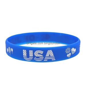 Outras festas festivas suprimentos EUA Linha azul fino American Flag Bracelets