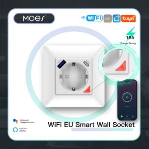 Plugs MOES WiFi Tuya Smart Socket EU Power Plug Outlet Fast Charge USB TypeC APP Remote Control Voice Control Alexa Google Home