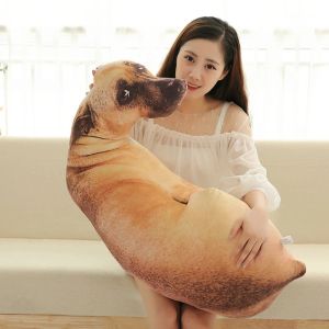 Dolls 50cm Lifelike Plush Dog Pillow Moon Shape 3D Cute Bend Dog Printed Throw Pillow Children Favorite Toy Cushion for Home