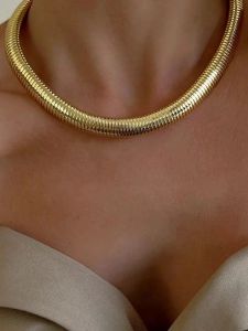 Halsband peri'sbox 16mm bredd icke -plåt solid 18k guld pläterad bred omega choker halsband kvinnor rostfritt stål chunky länk kedja krage