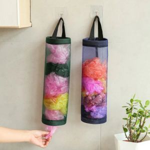 Väskor Plastpåse Dispenser Wall Mount Grocery Bag Holder Hanging Trash Sopor Storage Bag Shoe Cover Dispenser Kitchen Organizer