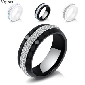 Bande ad alta qulity Women Jewelry Ring Anelli in ceramica in cristallo in stile semplice e nero per donne
