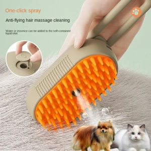 Brecha de cachorro de cachorro de limpeza escova de cabelo de gato elétrico 3 IN1 Brecha a vapor de cachorro para massagem Preparação de animais de estimação Removendo cabelos emaranhados e soltos