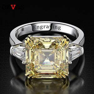 Oevas 100% 925 Sterling Silver Created Citrine Diamonds Gemstone Wedding Engagement Ring Fine Jewelry Present Partihandel 240412