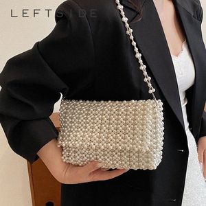 Leftside Small Pu Leather Leather Lage for Women 2024 FI Corean Fi Luxury Trend Handbags and Poundes Lady Lostted Bag K4gy#