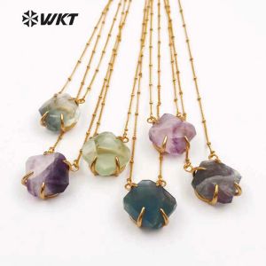 Necklaces WTN1135 Wholesale Amazing Natural Colored Necklace Pendant Faceted Stone With Strim High Quality For Women Jewelry