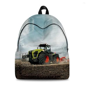 Backpack Harajuku Funny Tractor Pattern Student Bookbag Backpacks Backpacks 3D Impressão Oxford Oxford Waterproof Boys/Girls Travel