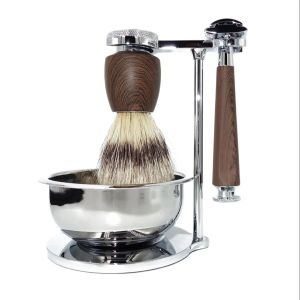 Blades irazor Nuovo classico di lusso da 4 pari da 4 pari da rasatura da rasatura da uomo Gentleman Set regalo per rasoio per rasoio a doppio bordo con tazza