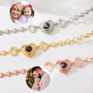 Braccialet cuori braccialetti di proiezione personalizzata foto braccialetti braccialeproiezione memoriale immagine personalizzata gioielli donne regalo di Natale