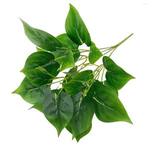 Decorative Flowers Artificial Green Plants Tiger Spot White Taro Leaf Floral Simulation Plant Leaves Fake Flower Home Living Room Decoration