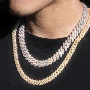 2ROWS 8 TO15mm VVS Diamond Cuban Chain For Men Hip Hop Halsband Fina smycken 925 Silverguldpläterad kedjearmband