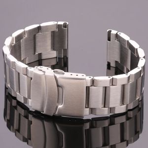 Stainless Steel Watch Band Strap Women Men Metal Watchband Link Bracelet 18mm 20mm 22mm 24mm Accessories Silver Rose Gold Black 240422