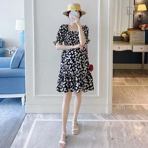 Casual Dresses 2024 Plus Size Women Dress Maternity Summer Chiffon Kjol Daisy Fashion Gravid Mother Floral