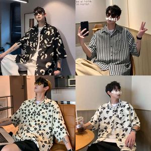 Trendy Summer Leopard Print Ice Silk Thin Short Loose and Sexy Half Sleeved Floral Shirt for Men