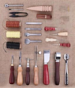 18st Set Läderbearbetningsverktygsstygn Carving Working Craft Kit Sadel för att göra väskor334L4352042