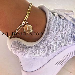 Anklets Dainty A Z Letter Anklet Hexagon Shaped Initial Ankle Bracelet Stainless Steel Feet Jewelry Leg Chain Women Men Gifts 12