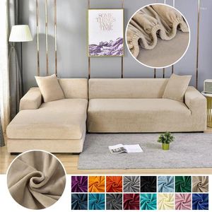 Stol täcker Seikano Velvet Sofa Elastic Couch Cover Tjocken Stretch Slipcover för vardagsrum 2/3 Sitsfåtölj L -format fodral