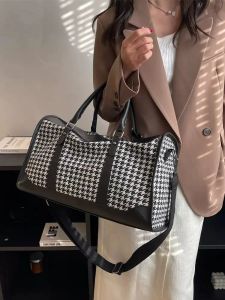 Bags 2023 Fashion Houndstooth Leather travel bag large size luggage packing cubes Casual travel ladies handbags New malas de viagem