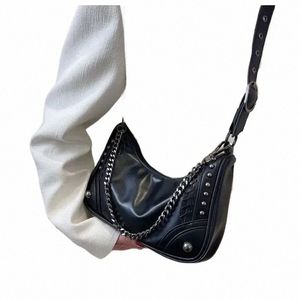 Borsa da donna versatile di roccia nera gotica borsetta in metallo vintage sacchetti a assi