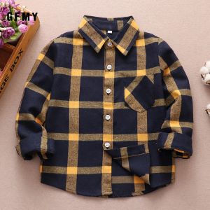 T-shirt Gfmy Boys Shirts for Girls British Plaid Childre