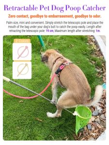 Grooming Pet Dog Poop Catcher with Bag Metal Foldable Long Handle Portable Lightweight No Touch Dog Pooper Collector Cleaner Tool Outdoor