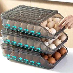 Bins Automatic rolling egg box multilayer Rack Holder for Fridge freshkeeping box egg Basket storage containers kitchen organizers